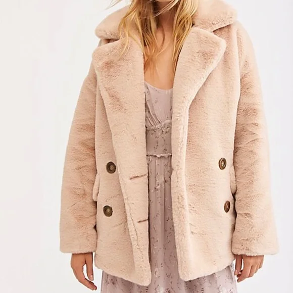 Free People Faux Fur Coat Jacket S - Picture 1 of 7